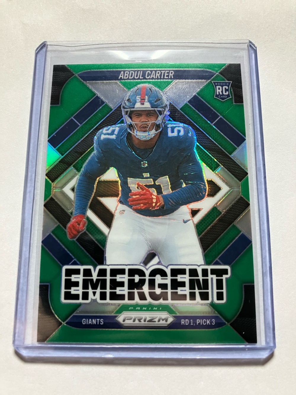 2025 Panini Prizm Abdul Carter Emergent NY Giants Holo Rookie Card NM+